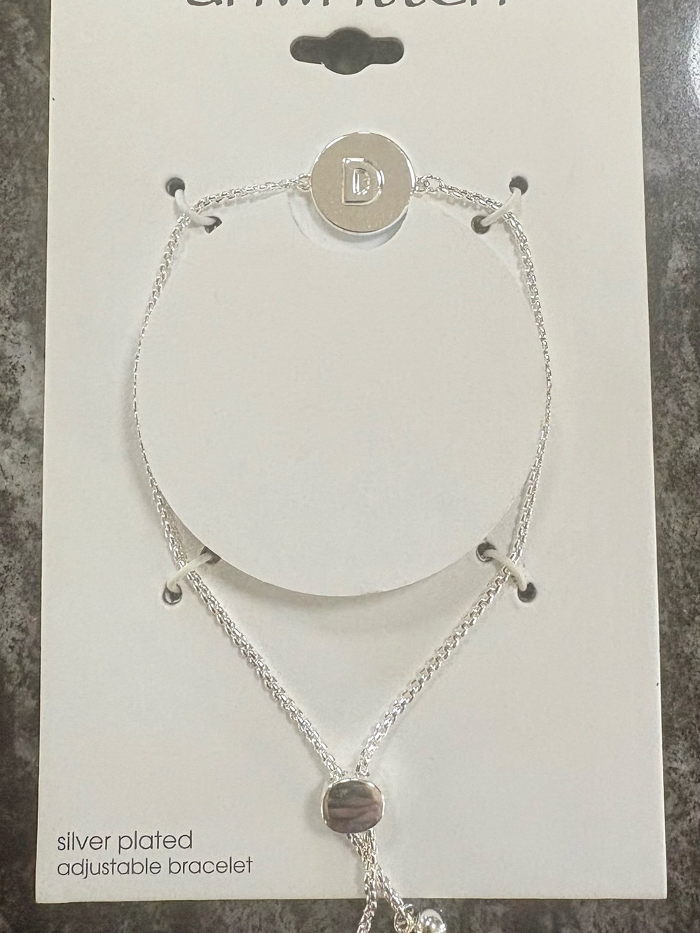 Silver Plated Initial 'D' Adjustable Bracelet - Women's Jewelry
